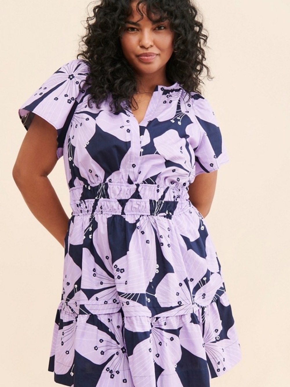 Somerset Cotton Lilac Floral Tiered Dress NWT